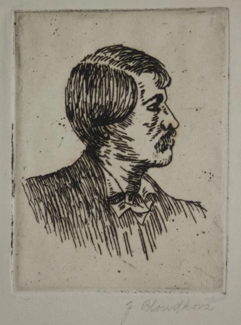 Portrét signováno J.Bloudková