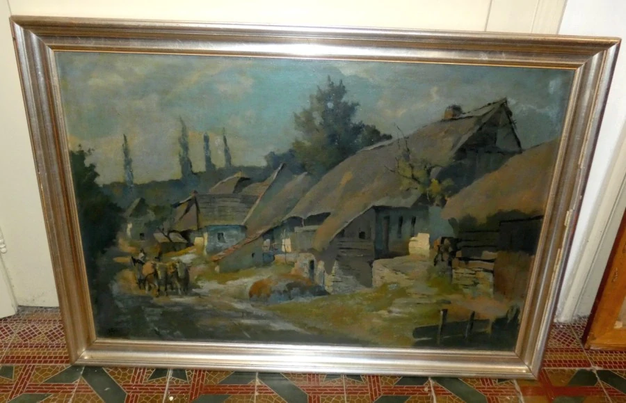 Obraz cesta s povozem signováno Emil Tylš