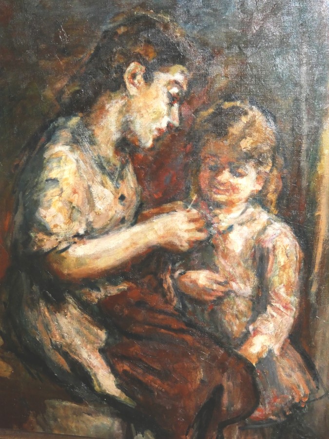 Obraz matka s holčičkou signováno V.Kreisinger 1944