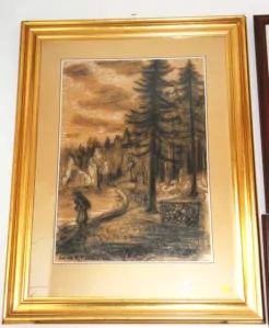 Obraz cesta do lesa signováno Qvido Roman Kocián 1950