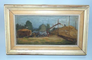 Obraz žně signováno Jaro Beran 1952