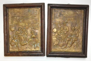 Párové romantické reliefy bronz 19.století