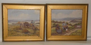 Párové figurální obrazy signované Ladislav Vraný