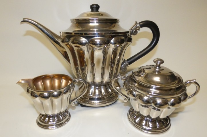 Art deco čajová souprava alpaka