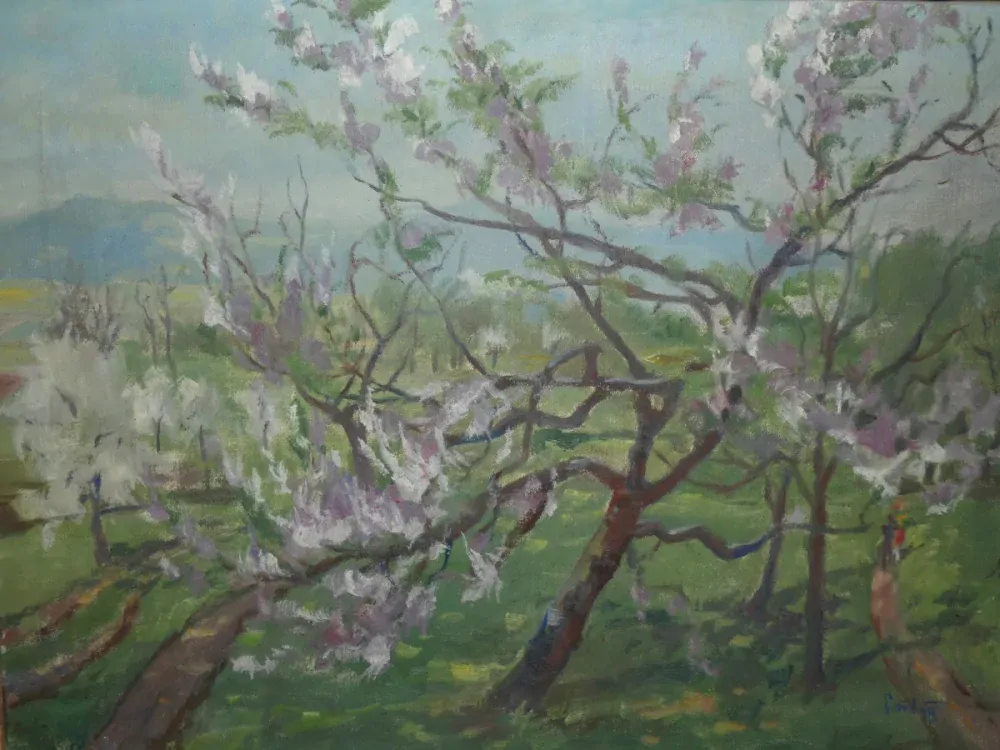 Obraz Jaro na Železnické cestě signováno Fořt 1948