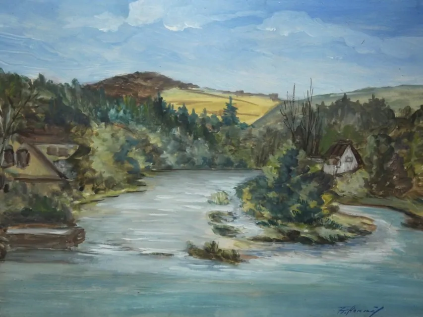 Obraz krajina signováno F. Horký