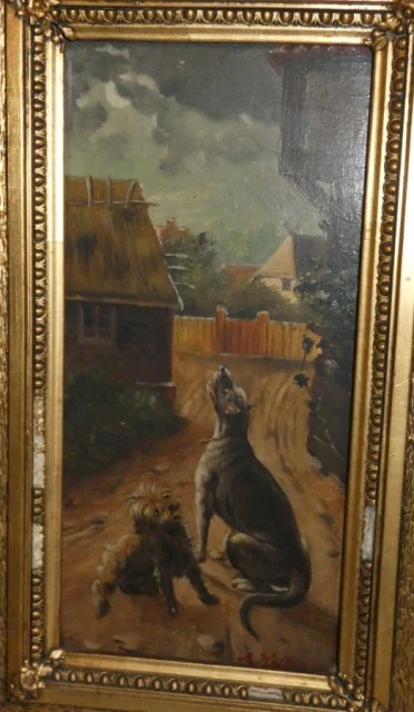 Obraz psi 19.století signováno