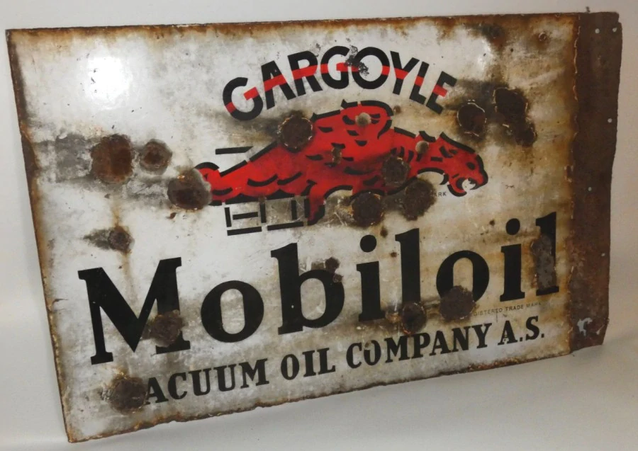 Oboustaraná cedule MOBILOIL GARGOYLE