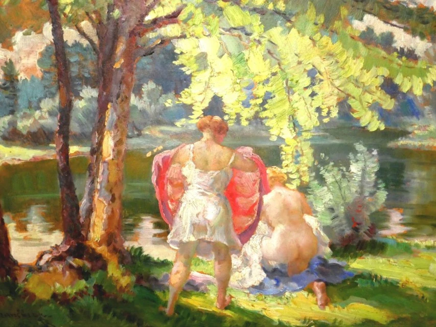 Obraz koupání signováno Cyril Jančálek 1891 - 1954