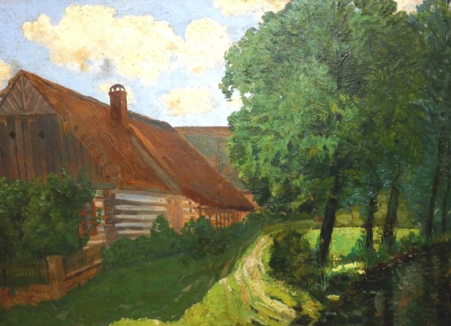 Obraz chalupy signováno František Tichý