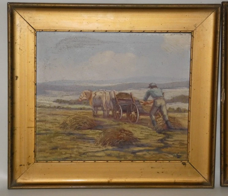 Párové figurální obrazy signované Ladislav Vraný
