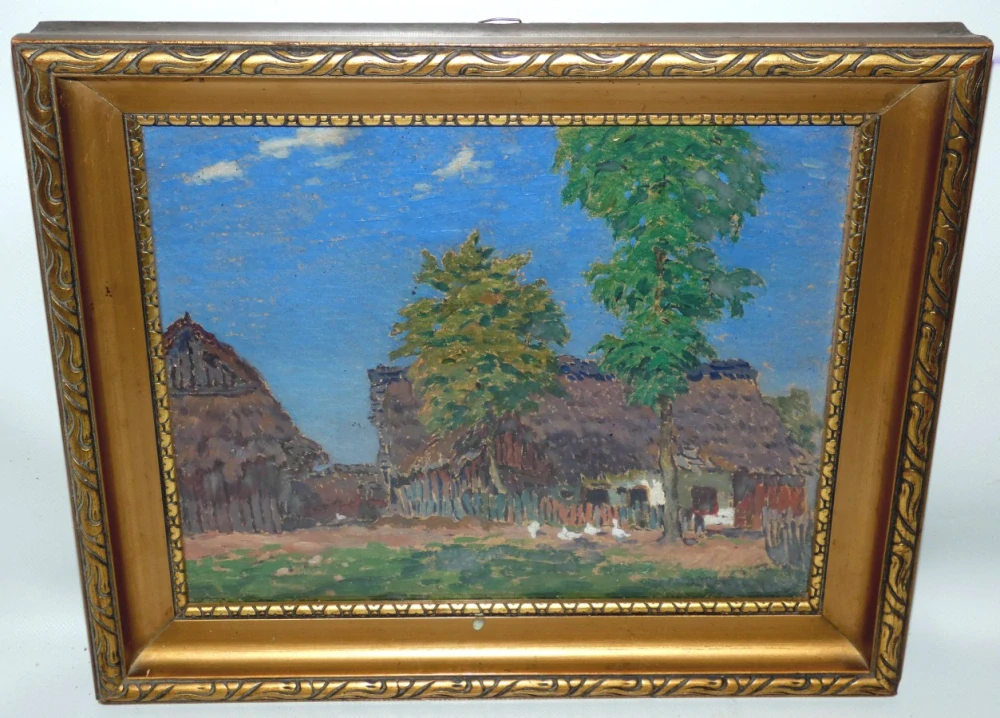 Obraz chaloupky signováno Jan Honsa ( 1876 - 1937)