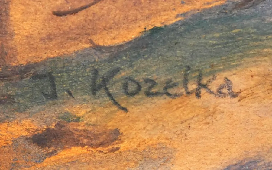 Obraz chalupy signováno J.Kozelka