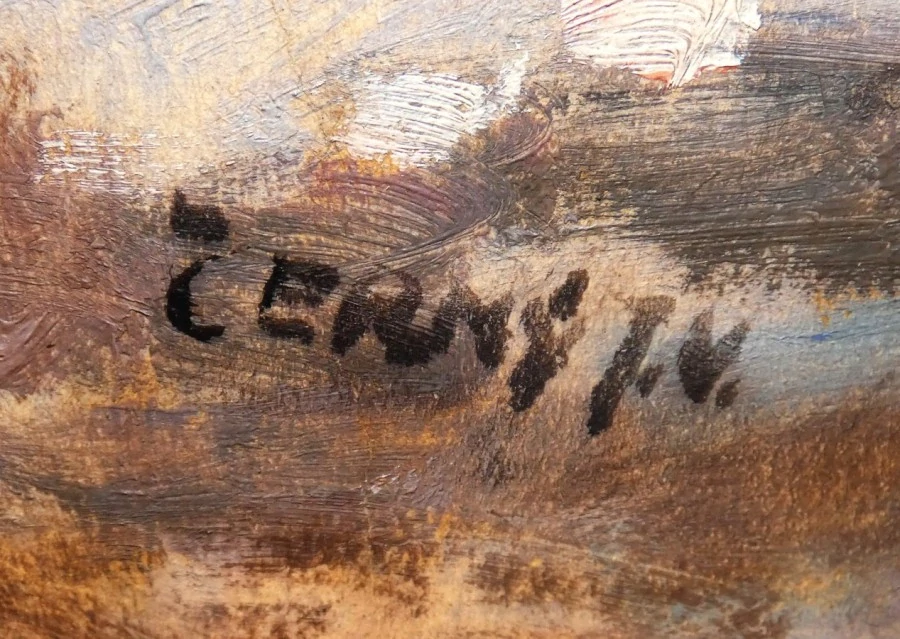 Obraz krajina s potokem signováno J.V.Černý