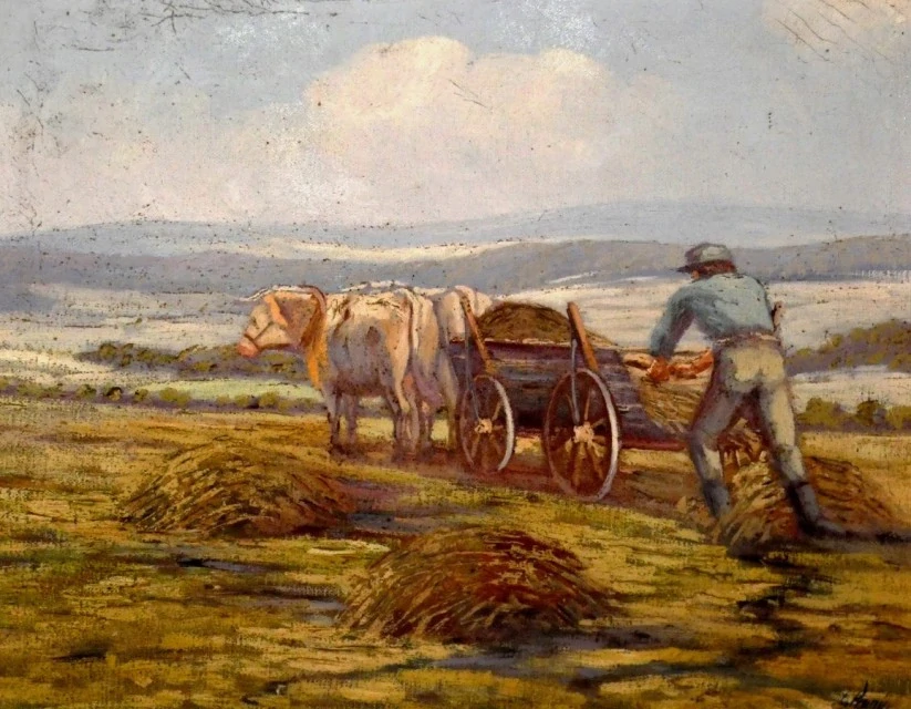 Párové figurální obrazy signované Ladislav Vraný