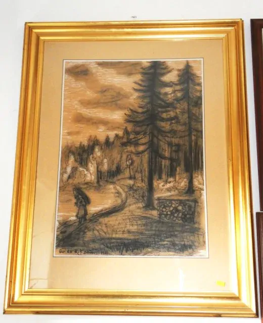 Obraz cesta do lesa signováno Qvido Roman Kocián 1950
