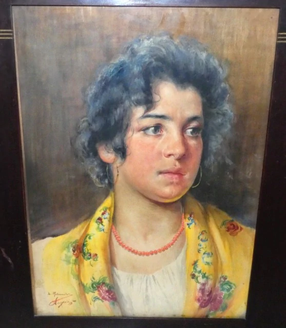 Párové obrazy portréty Italie -Luigi Palumbo (Napoli, 1859 - 1916)