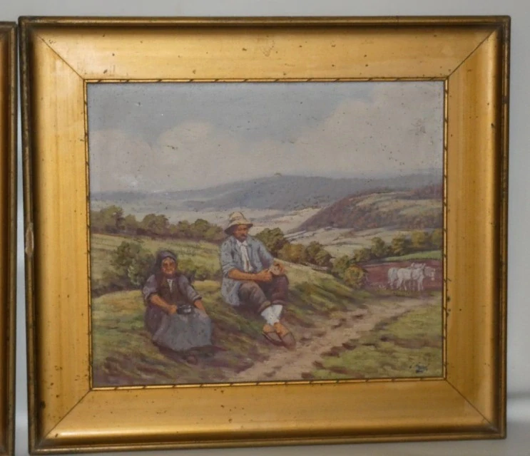 Párové figurální obrazy signované Ladislav Vraný
