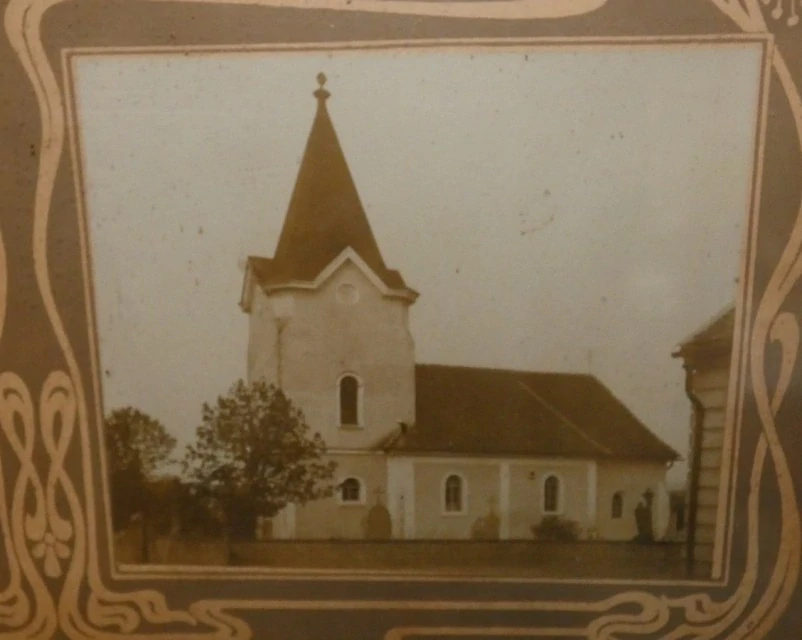Secesní fotografie Staré místo u Jičína kostel