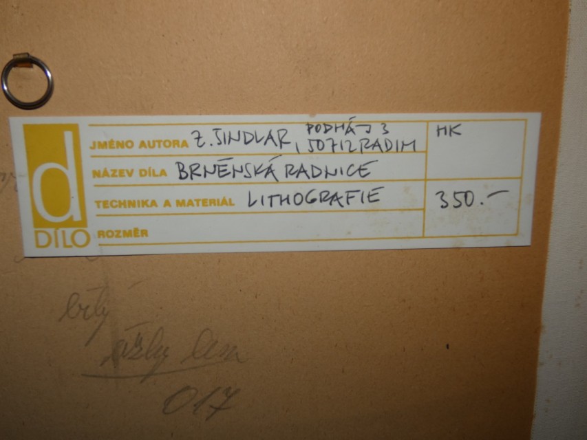 Obraz Brněnská radnice signováno Zdeněk Šindlar