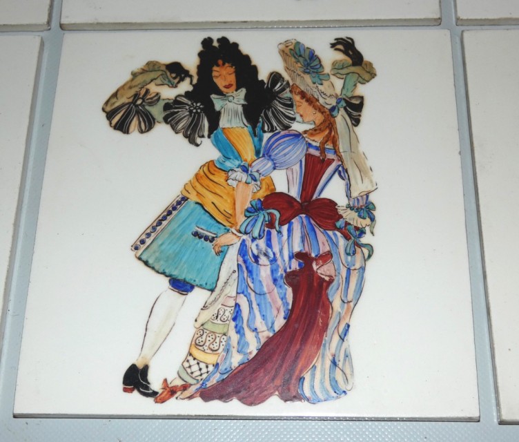 Malované keramické dlaždice signováno monogramem B.L.